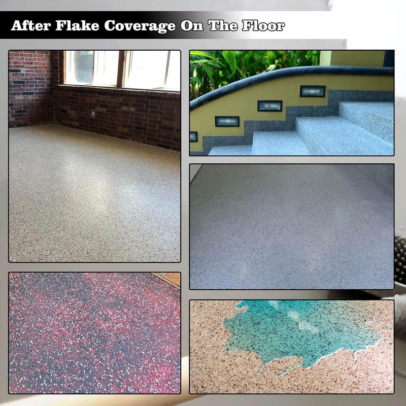 Alkrogiha Epoxy Flakes for Flooring, 450G Decorative Color Chips for Concrete, Epoxy Resin and Countertops, Durable - Black, White, Red - Image 5
